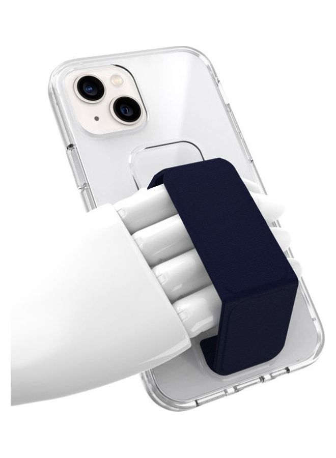 MARGOUN - Apple iPhone 14 Case With Hand Grip Foldable Magnetic Kickstand Wrist Strap Finger Grip Cover 6.1 Inch Clear/DarkBlue - Image 1