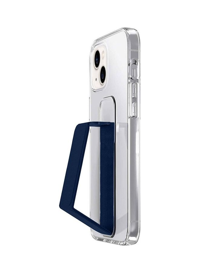 MARGOUN - Apple iPhone 14 Case With Hand Grip Foldable Magnetic Kickstand Wrist Strap Finger Grip Cover 6.1 Inch Clear/DarkBlue - Image 1