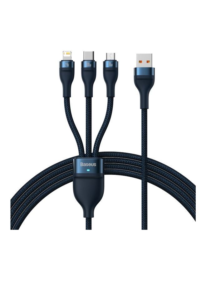 Baseus Fast Charging USB Type C 100W, Lightning Charge for iPhone 14 Pro Max, and Micro 18W, Data Cable 1.2M Compatible for Apple 13 12 11, MacBook, iPad, Samsung, Huawei, and More Blue  - Image 1