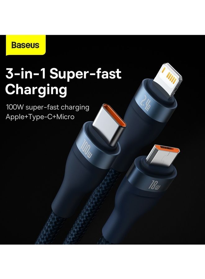 Baseus Fast Charging USB Type C 100W, Lightning Charge for iPhone 14 Pro Max, and Micro 18W, Data Cable 1.2M Compatible for Apple 13 12 11, MacBook, iPad, Samsung, Huawei, and More Blue  - Image 3