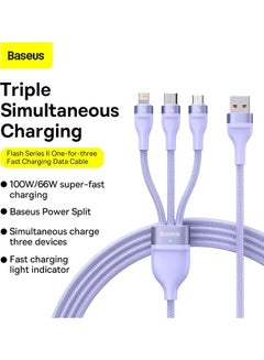 Baseus Fast Charging USB Type C 100W, Lightning Charge for iPhone 14 Pro Max, and Micro 18W, Data Cable 1.2M Compatible for Apple 13 12 11, MacBook, iPad, Samsung, Huawei, and More Purple  - Image 2