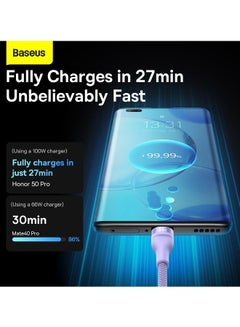 Baseus Fast Charging USB Type C 100W, Lightning Charge for iPhone 14 Pro Max, and Micro 18W, Data Cable 1.2M Compatible for Apple 13 12 11, MacBook, iPad, Samsung, Huawei, and More Purple  - Image 4