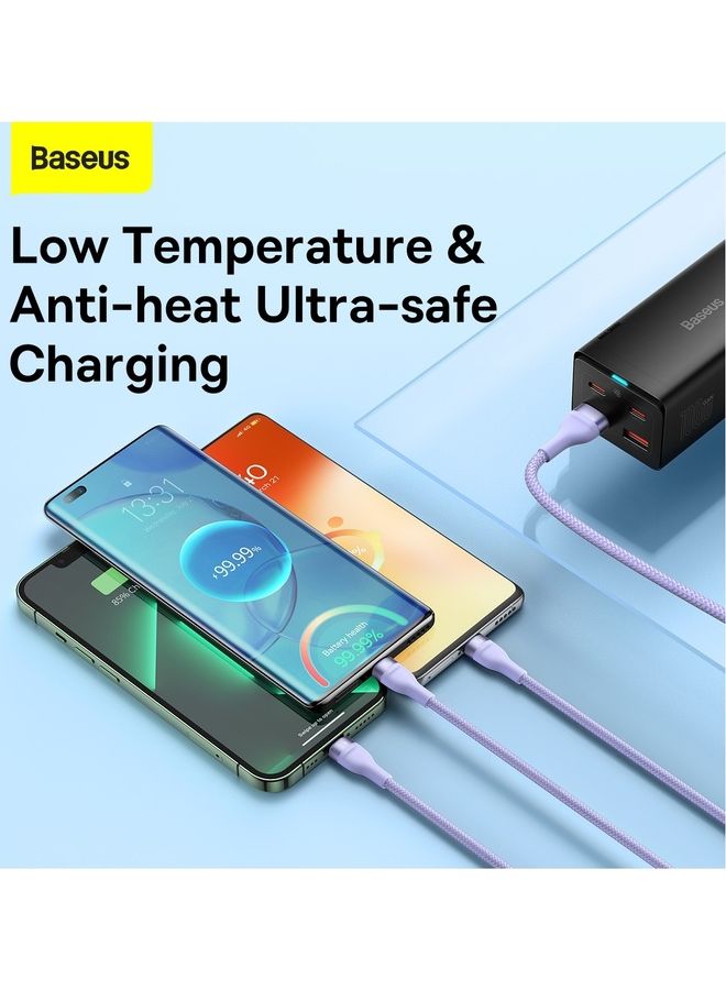 Fast Charging USB Type C 100W, Lightning Charge for iPhone 14 Pro Max, and Micro 18W, Data Cable 1.2M Compatible for Apple 13 12 11, MacBook, iPad, Samsung, Huawei, and More Purple