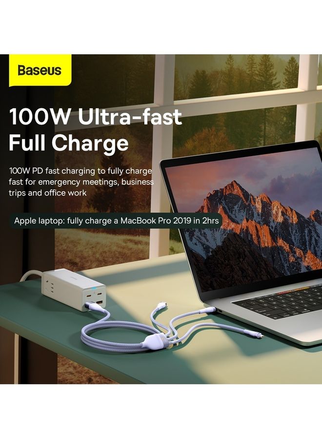 Baseus - Fast Charging USB + C to Type C 100W, Lightning 20W for iPhone 14 Pro Max, and Micro 18W, Data Cable 1.2M Compatible for Apple 13 12 11, MacBook, iPad, Samsung, Huawei, and More Purple - Image 1