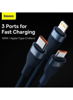 Baseus Fast Charging USB + C to Type C 100W, Lightning 20W for iPhone 14 Pro Max, and Micro 18W, Data Cable 1.2M Compatible for Apple 13 12 11, MacBook, iPad, Samsung, Huawei, and More Blue  - Image 3