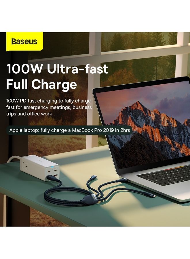 Baseus - Fast Charging USB + C to Type C 100W, Lightning 20W for iPhone 14 Pro Max, and Micro 18W, Data Cable 1.2M Compatible for Apple 13 12 11, MacBook, iPad, Samsung, Huawei, and More Blue - Image 1