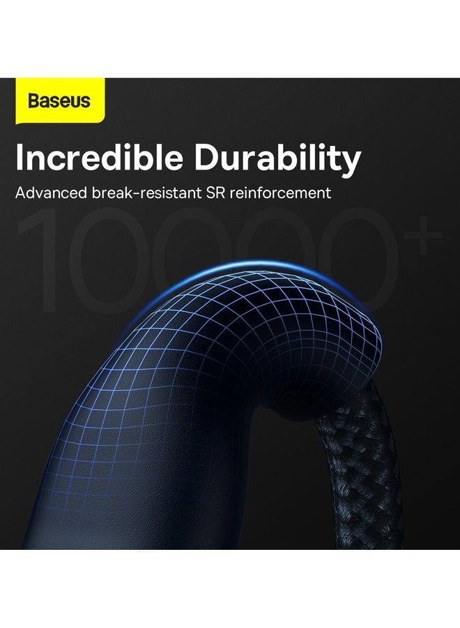 Baseus - Fast Charging USB + C to Type C 100W, Lightning 20W for iPhone 14 Pro Max, and Micro 18W, Data Cable 1.2M Compatible for Apple 13 12 11, MacBook, iPad, Samsung, Huawei, and More Blue - Image 1