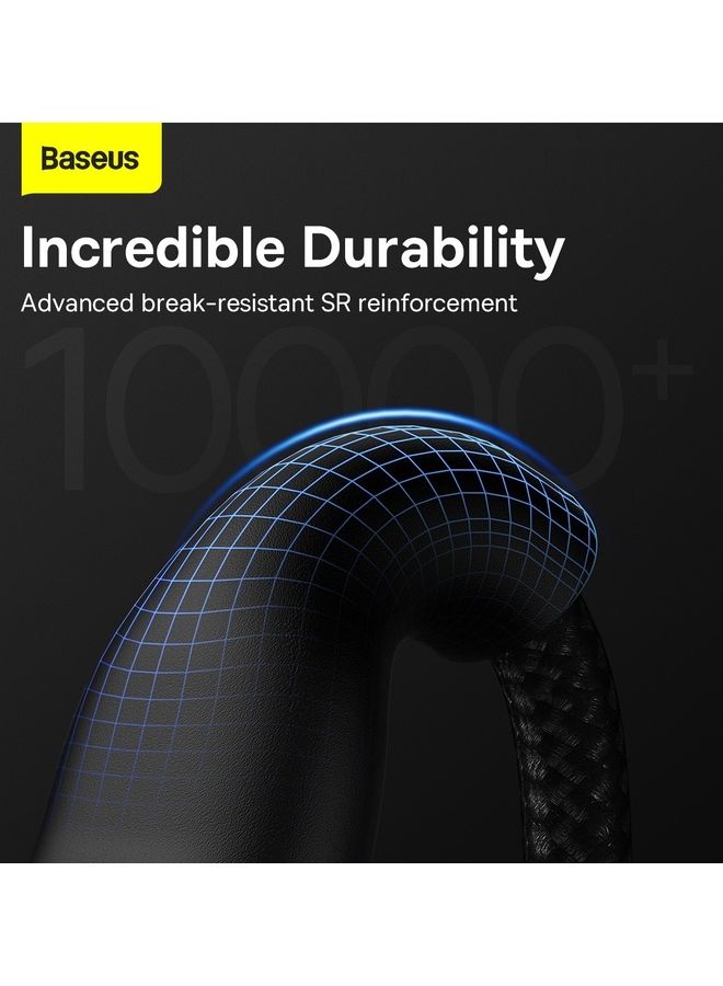 Baseus - Fast Charging USB + C to Type C 100W, Lightning 20W for iPhone 14 Pro Max, and Micro 18W, Data Cable 1.2M Compatible for Apple 13 12 11, MacBook, iPad, Samsung, Huawei, and More Black - Image 1