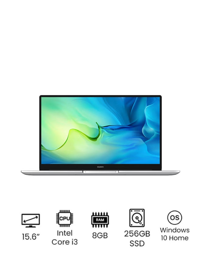 HUAWEI - MateBook D 15 Laptop With 15.6-Inch Display, Intel Core i3-10110U Processor / 8GB RAM / 256GB SSD / Intel UHD 620 Graphics / W10 Home / English Mystic Silver - Image 1