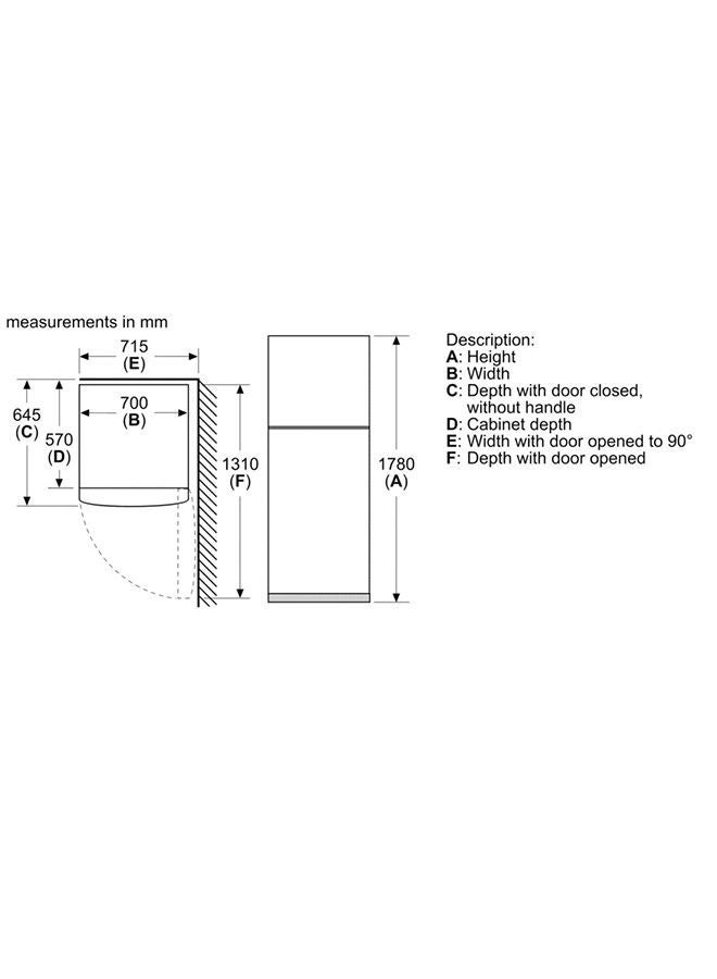 328 L Net Capacity Serie 2 No-Frost Refrigerator with freezer at top 178 x 70 cm 328 L 1800 W KDN43NL2E8 Silver - v1667991899/N44184984A_7