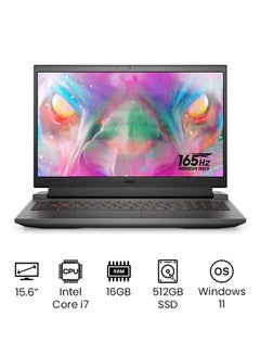DELL 5511 G5 Gaming Laptop With 15.6-Inch FHD Display, Core i7-11800H Processer/16GB RAM/512GB SSD/6GB NVidia RTX 3060 Graphics Card English Dark Shadow Black  - Image 1