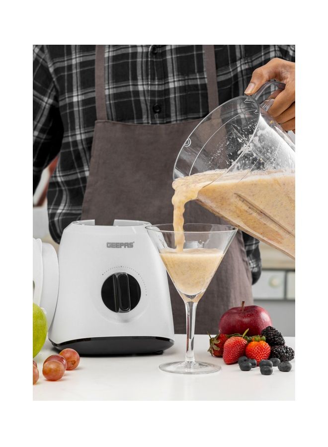Multi Functional Two Speed Blender With Glass Jar Stainless Steel Cutting Blade Powerful motor Food Jug Blender Smoothie Maker Coffee Spice Nuts Grinder 400 W GSB9894 White 