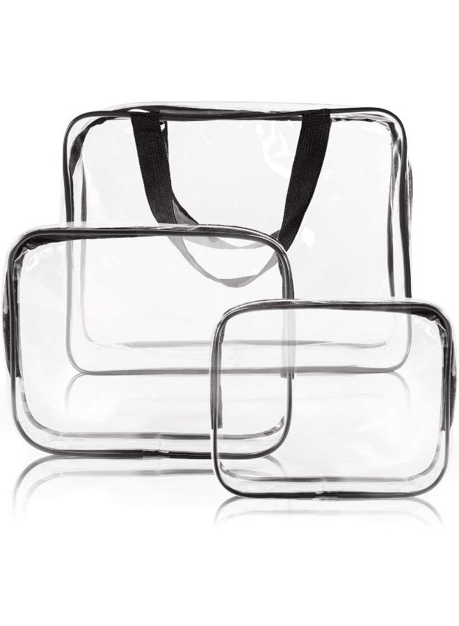 Generic 3-Piece Cosmetic Bag Clear/Black  - Image 1