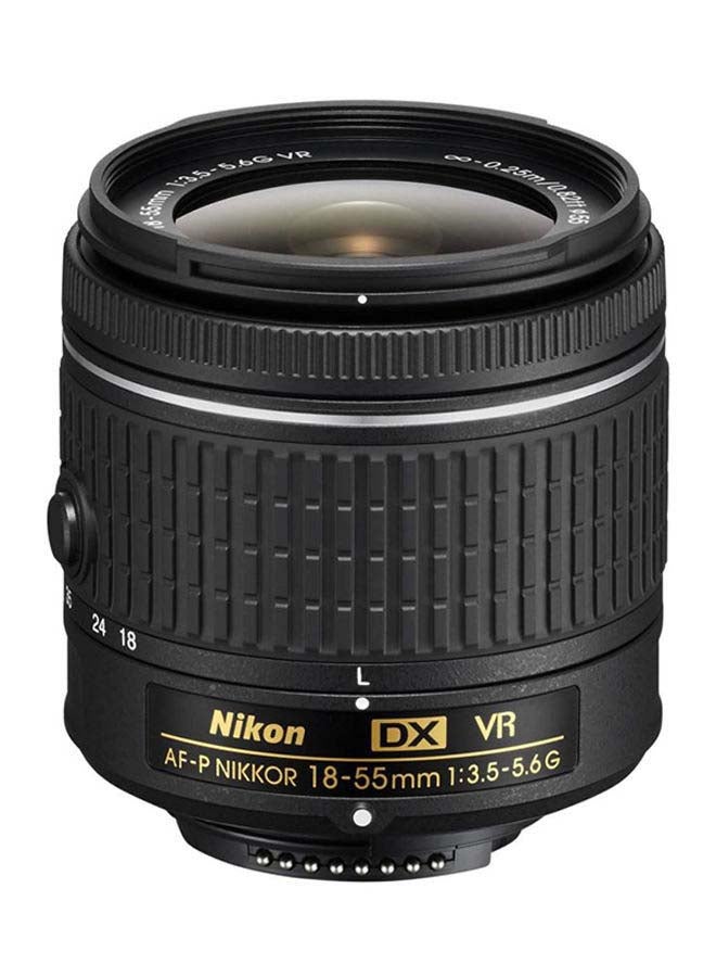 كاميرا DSLR D5600 مع عدسة AF-P DX NIKKOR 18-55mm f/3.5-5.6G VR بدقة 24.2 ميجابكسل، واي فاي مدمج، NFC وبلوتوث، لون أسود