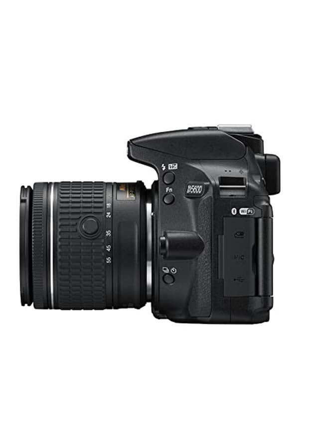 كاميرا DSLR D5600 مع عدسة AF-P DX NIKKOR 18-55mm f/3.5-5.6G VR بدقة 24.2 ميجابكسل، واي فاي مدمج، NFC وبلوتوث، لون أسود