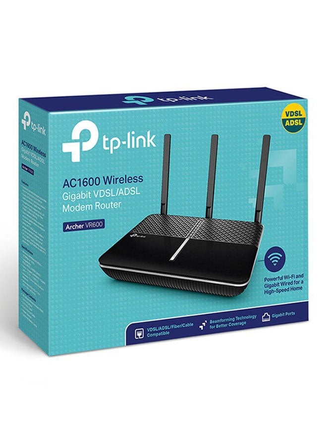 TP-LINK - Archer VR600 AC1600 Wireless Gigabit VDSL/ADSL Modem Router 1733Mbps+300 Black - Image 1