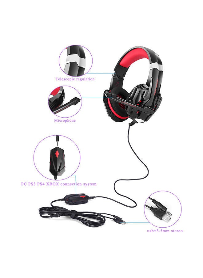 KOTION EACH GS900 Stereo PC Gaming Headphones with Microphone for Xbox 360 / PS3 / PS4 / PC Computer Laptop/Mobile Phones/Red - v1668000720/N30766540A_7