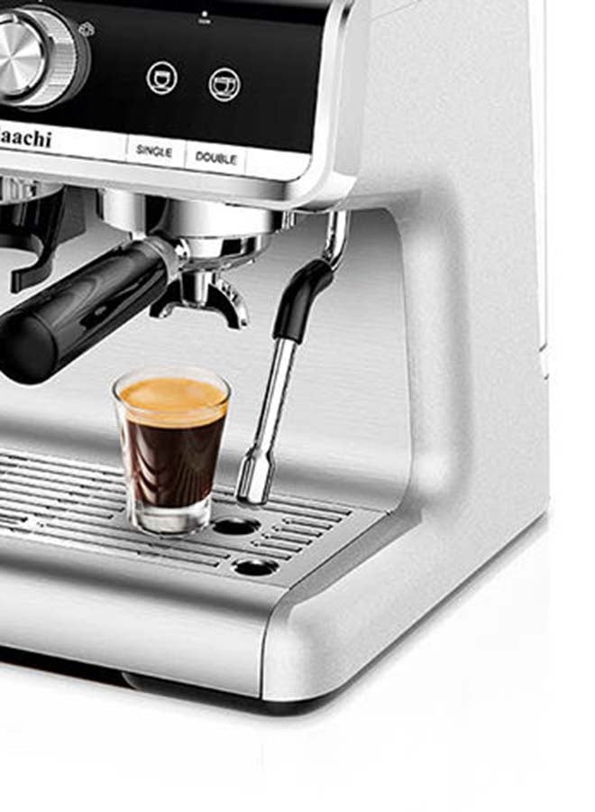 Saachi - All-In-One Coffee Maker / Grinder to make Espresso, Cappuccino and Latte with 15 Bar Professional Steam Pressure Pump, 30 Grind Grade Settings and 2 Optional Filters 2.8 L 1550 W NL-COF-7063G-ST Grey/Black - Image 1