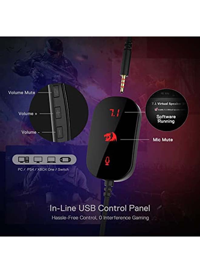REDRAGON - H520 Icon Wired Gaming Headset, 7.1 Surround Sound - Memory Foam Earpads - 50MM Drivers High_End Headphone- Detachable Microphone with Pro Driver - Works with PC, PS4/3 & Xbox One - Image 1