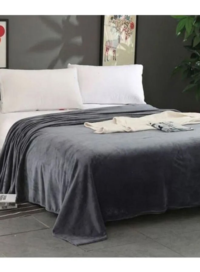 Mintra - Blanket With Its Soft Textile Combination Dark Grey 220X240cm - Image 1