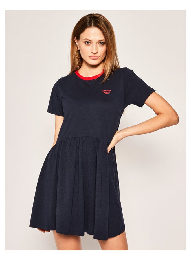 TOMMY JEANS Ringer T-Shirt Skater Dress Twilight Navy  - Image 1