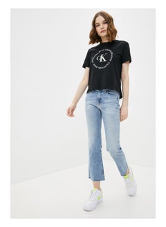 Mid Rise Cropped Flare Jeans Light Blue