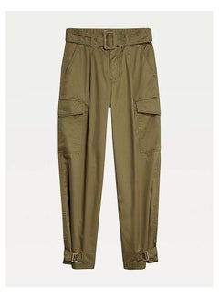 Buckle Detail Belted Trousers Olive Tree - v1668013711/N39653280V_3