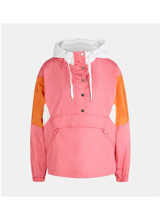 TOMMY JEANS Colourblock Popover Hooded Jacket Glamour Pink / Multi