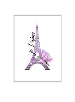 DECOREK Paris Eiffel Tower Printed Canvas Painting Purple/Black 57 x 71 x 4.5cm  - Image 1