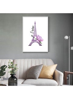 DECOREK Paris Eiffel Tower Printed Canvas Painting Purple/Black 57 x 71 x 4.5cm  - Image 2