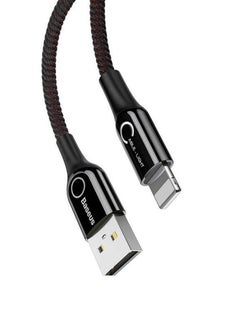 Baseus Lightning-Fast Charging Cable with Light Intelligent power-off 1M Nylon Braided Fast Charging & Sync - LED indicator, Compatible with iPhone 13 Pro/12/11/11 pro/11pro max/X XR Max 8 7 Plus and More Black  - Image 3