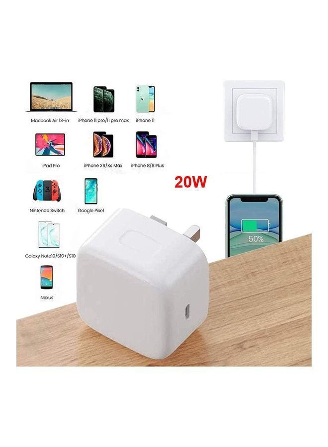 Rock Pow - 20W PD iPhone 14 Pro Type-C Charger Plug Universal Travel Adapter USB-C Plug Compatible for iPhone 14 Pro Max/14 Pro/14 Plus/14/13/12/11,Samsung White - Image 1