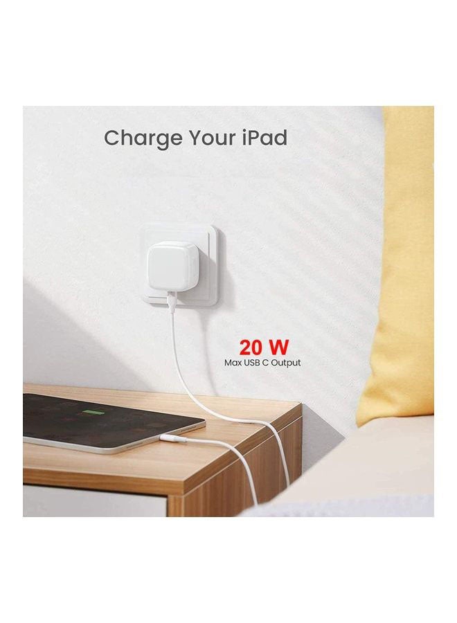 Rock Pow - 20W PD iPhone 14 Pro Type-C Charger Plug Universal Travel Adapter USB-C Plug Compatible for iPhone 14 Pro Max/14 Pro/14 Plus/14/13/12/11,Samsung White - Image 1