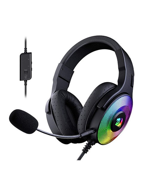 سماعة الألعاب السلكية Redragon H350 Pandora Rgb، إضاءة خلفية ديناميكية Rgb - صوت محيطي ستريو - مشغلات 50 مم - ميكروفون قابل للفصل، سماعات رأس فوق الأذن تعمل مع أجهزة الكمبيوتر/Ps4/Xbox One/Ns-أسود