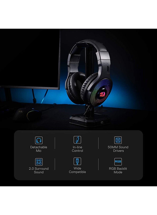 Redragon H350 Pandora Rgb Wired Gaming Headset, Dynamic Rgb Backlight - Stereo Surround-Sound - 50 Mm Drivers - Detachable Microphone, Over-Ear Headphones Works For Pc/Ps4/Xbox One/Ns-Black - v1668060449/N44464290A_3