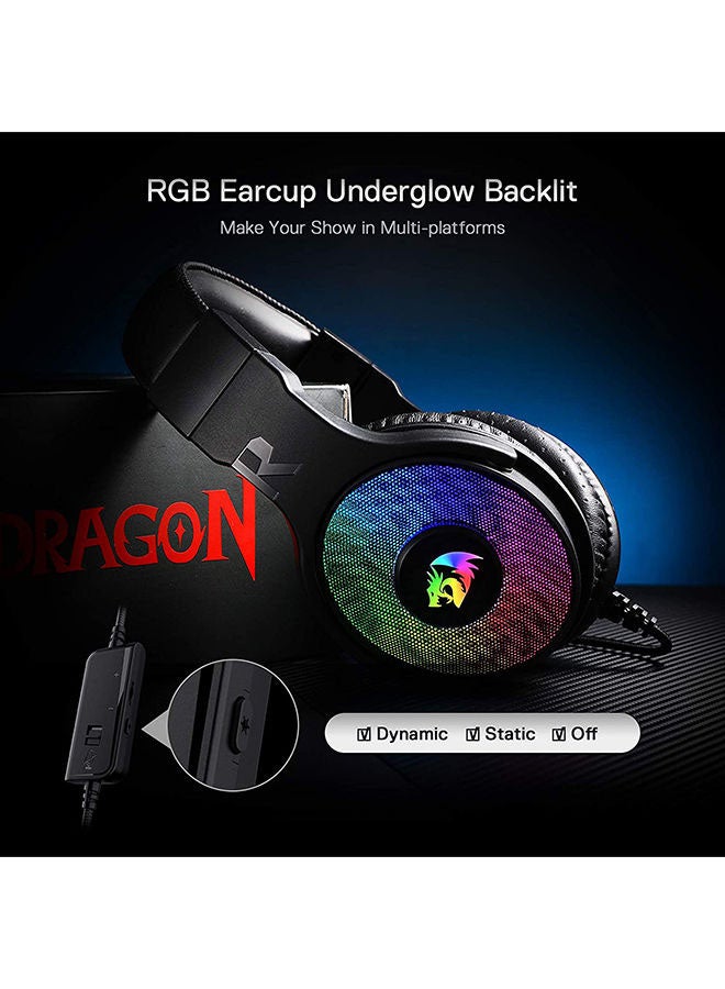 سماعة الألعاب السلكية Redragon H350 Pandora Rgb، إضاءة خلفية ديناميكية Rgb - صوت محيطي ستريو - مشغلات 50 مم - ميكروفون قابل للفصل، سماعات رأس فوق الأذن تعمل مع أجهزة الكمبيوتر/Ps4/Xbox One/Ns-أسود - v1668060449/N44464290A_6