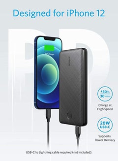 PowerCore Metro Essential 20000mAh 20W PD, Ultra slim External Battery, High-Speed PowerIQ for iPhone (14 ,15,16 ) & Samsung ( S21, S22,S23.S24) Black Fabric - v1668060455/N45498602A_15