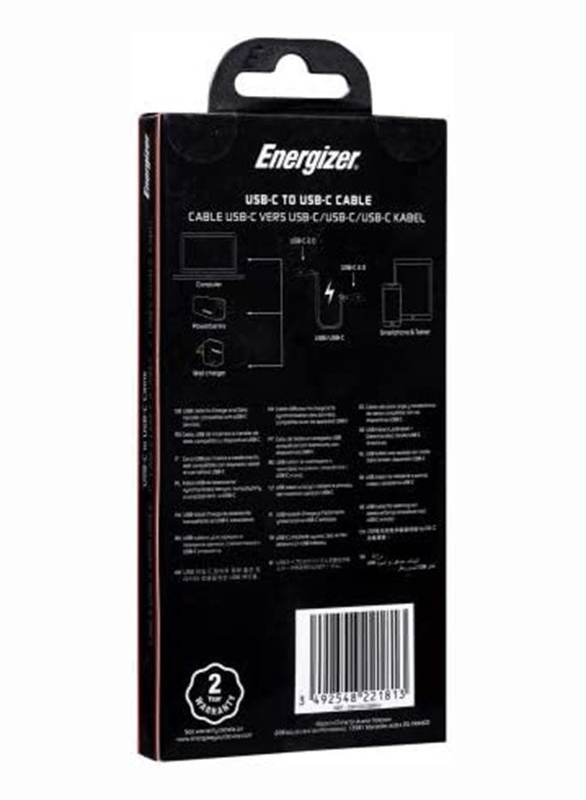Energizer - Type-C to Type-C Fast Charging Dual Toned Cable, Sync and Charge Black - Image 1
