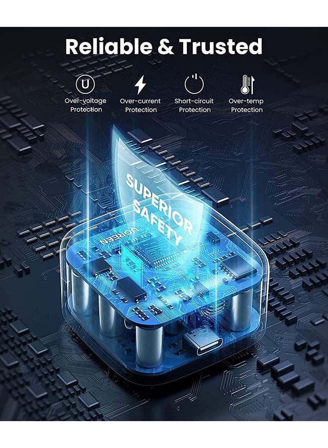 روك بو PD 25W قابس شاحن فائق السرعة مع كابل USB C 1M محول حائط سريع الشحن توصيل الطاقة متوافق مع iPad Mini 6، iPad Pro/Air، Galaxy S22/S21/S20 Ultra/Note20/S9/S10، Huawei، xiaomi، Oneplus 8 Pro - Image 3