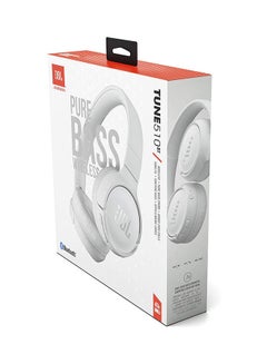 JBL Tune 510Bt Wireless On-Ear Headphones - Pure Bass - 40H Battery - Speed Charge - Fast Usb Type-C - Foldable White  - Image 4