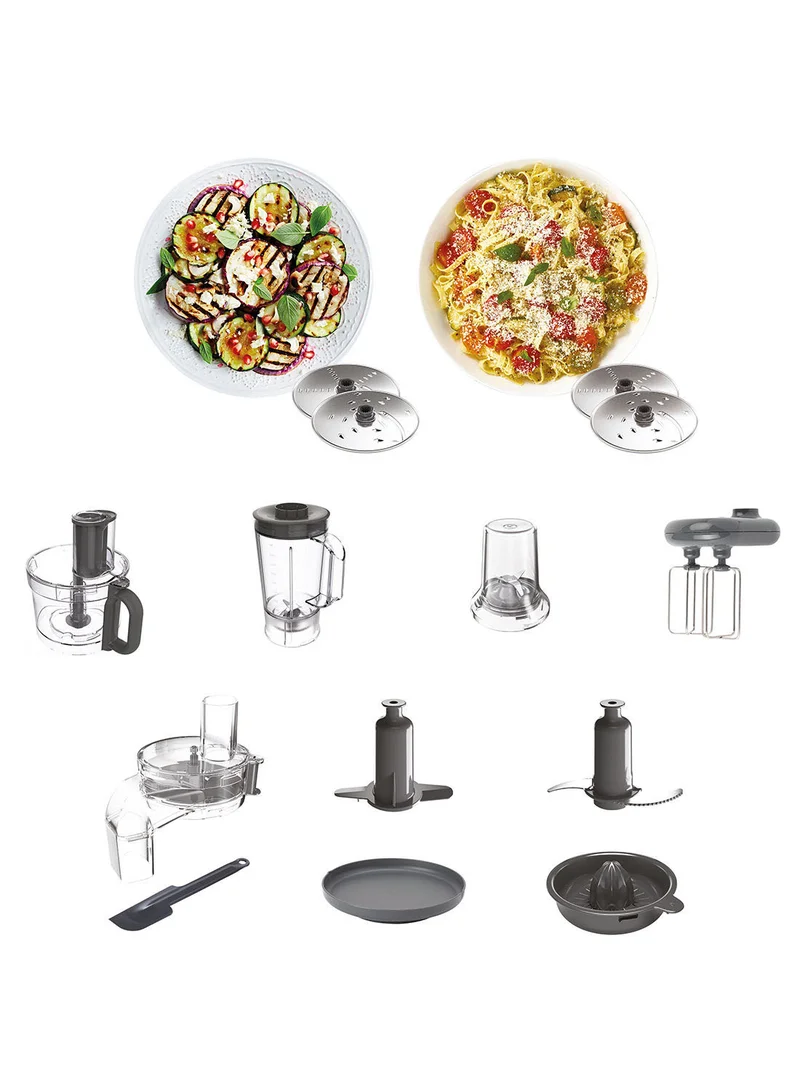 KENWOOD Food Processor With Blender, Grinder Mill, Dual Metal Whisk, Dough Maker, Citrus Juicer, Express Serve/Salad Maker, Kitchen Scale/Weighing Tray 1000 W FDM71.690SS silver
