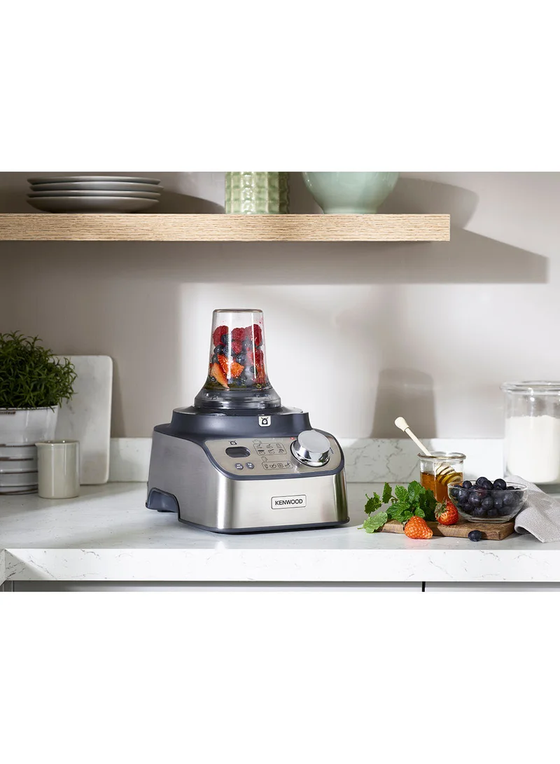 KENWOOD Food Processor With Blender, Grinder Mill, Dual Metal Whisk, Dough Maker, Citrus Juicer, Express Serve/Salad Maker, Kitchen Scale/Weighing Tray 1000 W FDM71.690SS silver