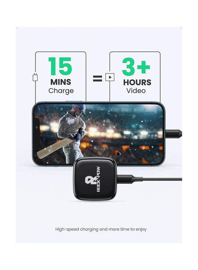 Rock Pow PD 20W USB C Charger Set for iPhone 13 Pro,iPad 2021 Type C Fast Charging Wall Plug with Lightning Cable Compatible for New iPad 9,iPhone 13 Pro/13 Pro Max/13/13mini/12 Pro/11 Pro,iPad Pro 2021 Black  - Image 3