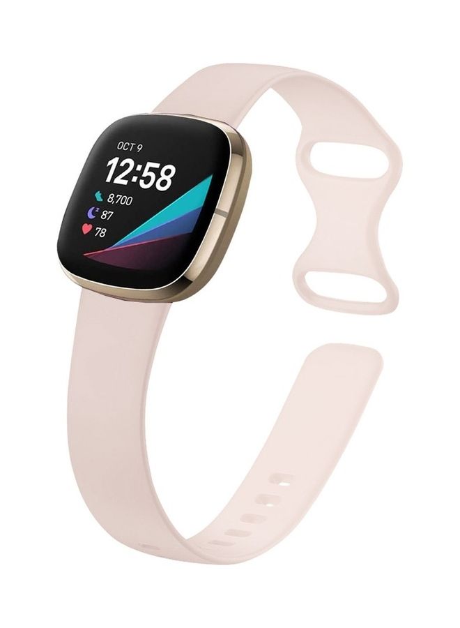 MARGOUN Fitbit Versa 3 Band / Fitbit Sense Band Soft Silicone Replacement Strap Watch Band Sport Wristband Pink Sand - Image 2