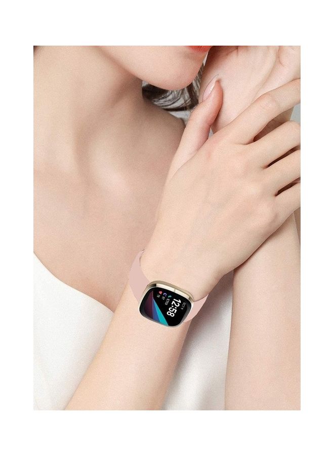 MARGOUN Fitbit Versa 3 Band / Fitbit Sense Band Soft Silicone Replacement Strap Watch Band Sport Wristband Pink Sand - Image 3