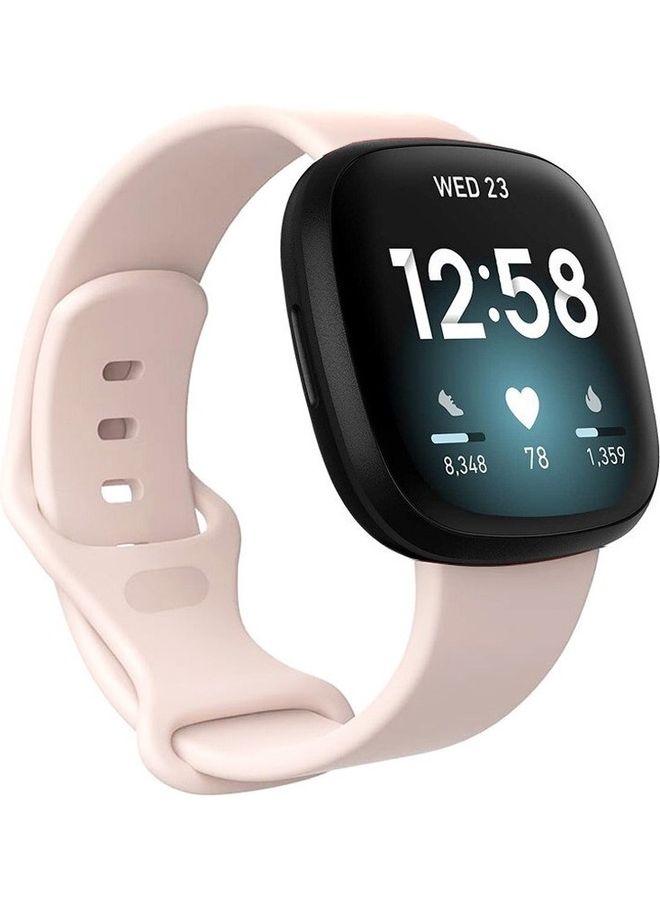 MARGOUN Fitbit Versa 3 Band / Fitbit Sense Band Soft Silicone Replacement Strap Watch Band Sport Wristband Pink Sand - Image 5