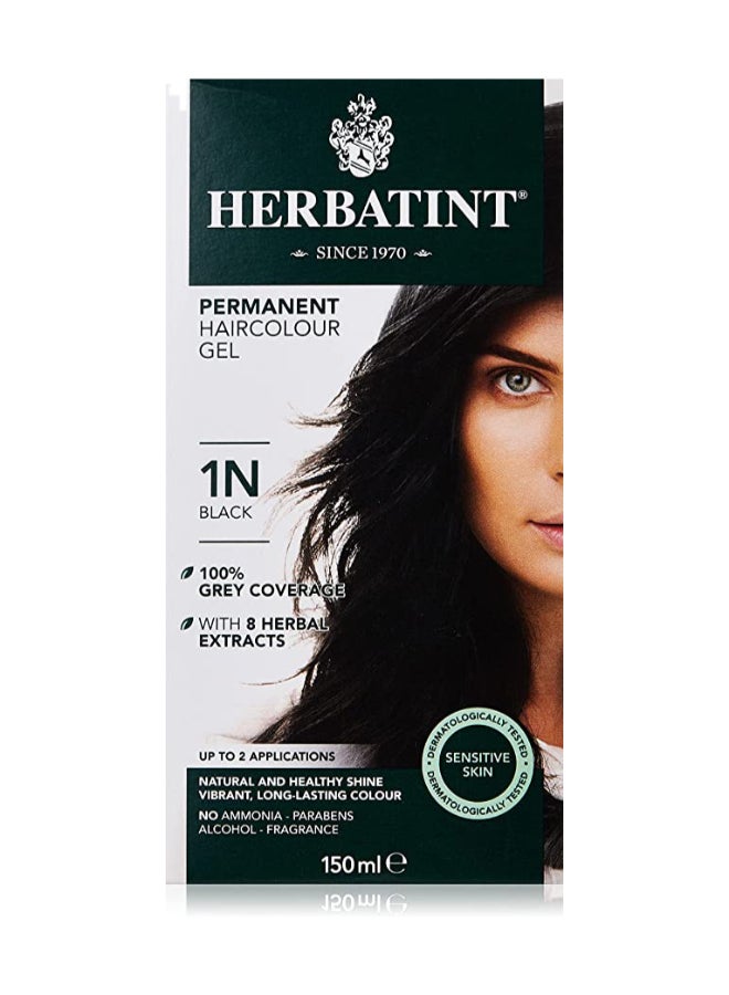 Herbatint Permanent Herbal Hair Color Gel Black 1N 150ml - Image 1