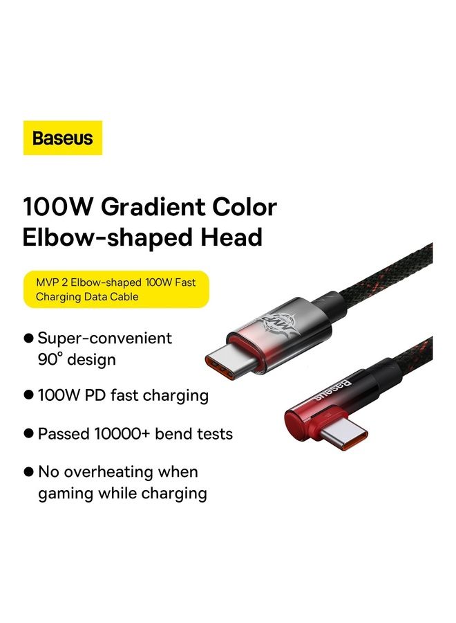 100W MVP 2 Elbow Angled Cable Power Delivery With Side Connector USB Type C 1M 5A Multicolour