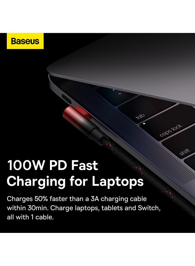 100W MVP 2 Elbow Angled Cable Power Delivery With Side Connector USB Type C 1M 5A Multicolour