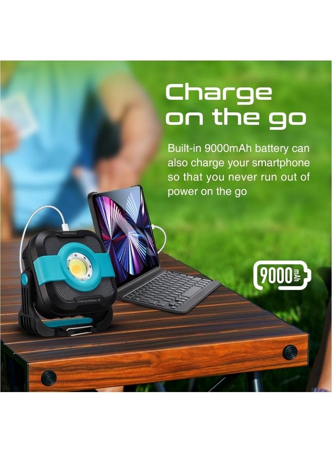 PROMATE LED Camping Lantern with 9000mAh USB-C Power Bank, IP65 Water-Resistance And SOS Function Black - Image 3